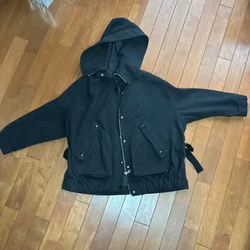 ZARA 후드 부착 블루종 그레이 M-L