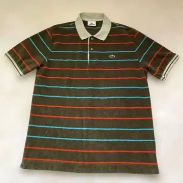 LACOSTE 라코스테 보더 피케 셔츠 사이즈 4 새상품급 파일 원단
