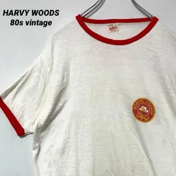 T-1192 80s HARVY WOODS 빈티지 링거T셔츠 XL