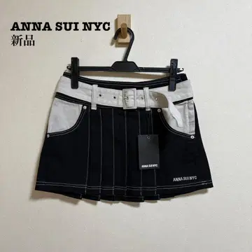 새상품 ANNA SUI NYC 투톤 트윌 스커트 블랙 M