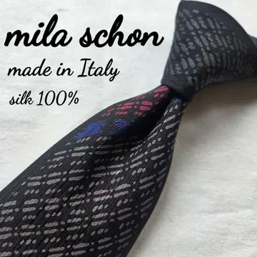 새상품급 mila schon 그레이 블랙 넥타이 실크 이탈리아제