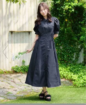 MAJESTIC LEGON 사이드 레이스업 셔츠 원피스