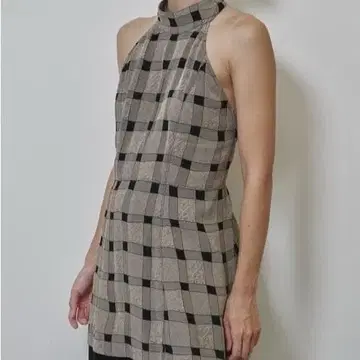 TODAYFUL 홀터넥 체크 자카드 탑