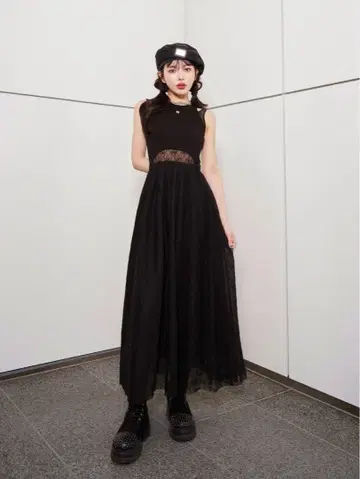 Darich 로고 레이스 롱 원피스 Free