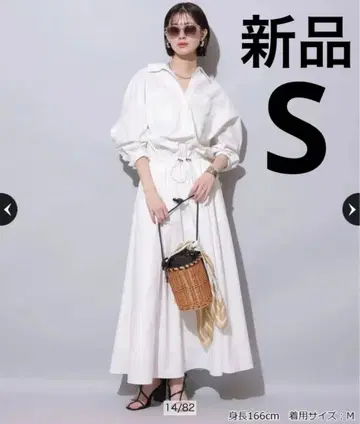 미사용 새상품 아르페쥬 스토리 드로스트 셔츠 원피스 S 화이트