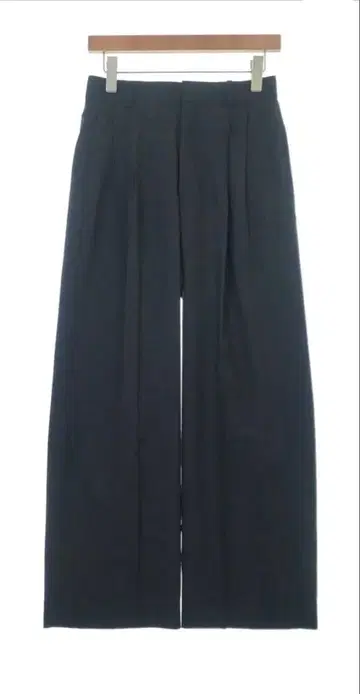 와이드 크롭 슬랙스 네이비