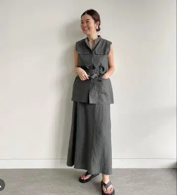 Demi-Luxe BEAMS / 린넨 A라인 스커트