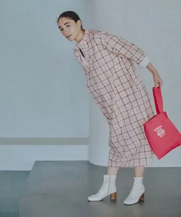 새상품 freada 프리다 선염 체크 셔츠 원피스