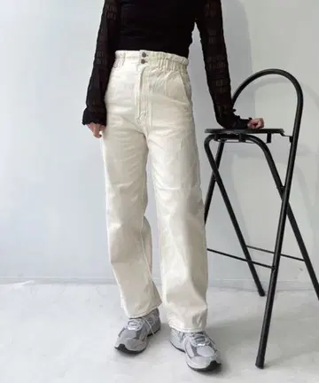 이후 레이스업 하이웨스트 데님 팬츠 화이트 AS KNOW AS plus