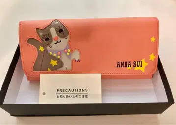 ANNA SUI 장지갑 고양이 모티브 살몬 핑크