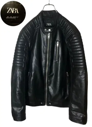 ZARA 자라 블랙 인조 가죽 싱글 라이더 자켓 L 사이즈