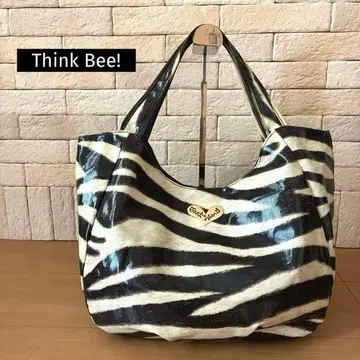 Think Bee! '미스 쇼킹' 제브라 패턴 PVC 토트백