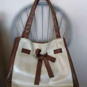 IBIZA 토트백 가죽 바이컬러 리본