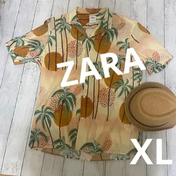 ZARA 알로하 셔츠 야자수 패턴 XL 사이즈 코튼 100%