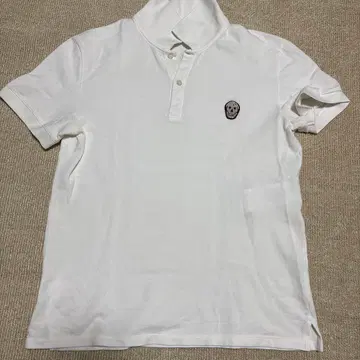 새상품급 Alexander McQueen 스컬 자수 피케 셔츠 화이트