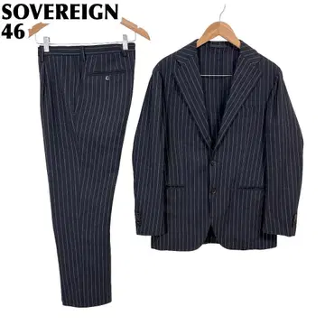 SOVEREIGN 수트 셋업 46 네이비 스트라이프