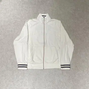 TOMMY HILFIGER M 화이트 프론트 로고 저지 트랙 자켓