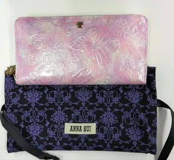 ANNA SUI 장지갑 버터플라이 라메 핑크