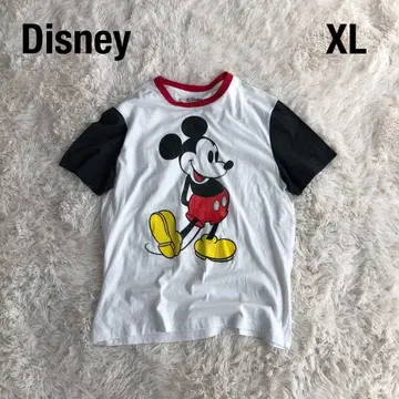 DISNEY 디즈니 미키 링거 T셔츠 티셔츠 화이트 레드 블랙 XL