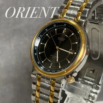 ORIENT 콤비 쿼츠 손목시계 블랙 다이얼 데이트 남성용 작동품