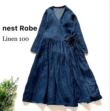 새상품급 네스트로브 린넨 인디고 카슈쿨 롱 원피스 린넨 100