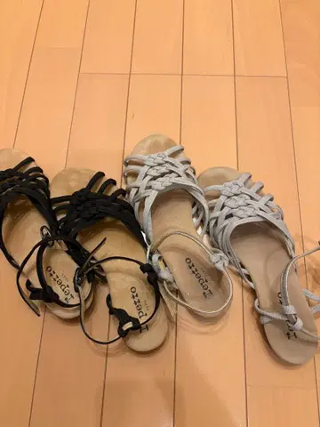 Repetto 샌들 2켤레 세트 블랙 실버 37 묶음 판매