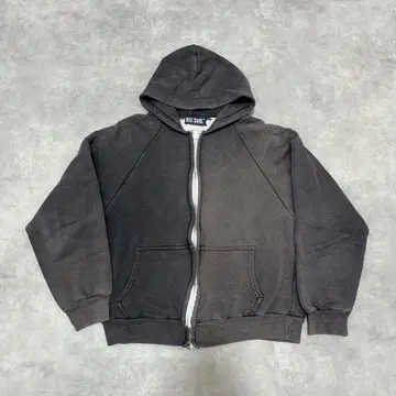 80s BIG YANK 페이드 블랙 더블 페이스 지퍼 후드티