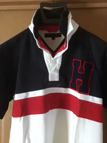 TOMMY HILFIGER 라거 피케 셔츠 반팔 네이비 레드 화이트
