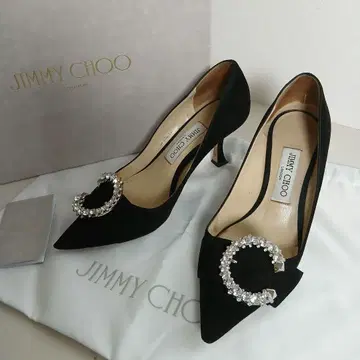 JIMMY CHOO 멜바 펌프스 크리스탈 비쥬 스웨이드 37 블랙