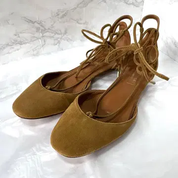y070420 AQUAZZURA 레이스업 플랫슈즈 스웨이드 37