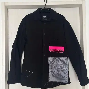 ZARA 데님 자켓 블랙 페인트 가공