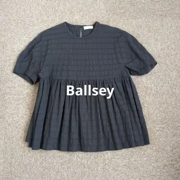 Ballsey 반팔 축구 페플럼 블라우스 블랙