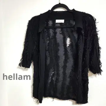 새상품급 hellam 헤람 프린지 폴로 니트 가디건 블랙 F