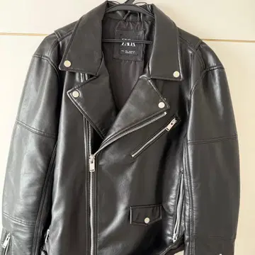 ZARA 인조 가죽 더블 라이더 자켓 블랙