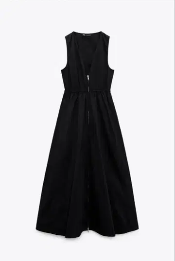 ZARA 슬리브리스 프론트 지퍼 원피스 블랙