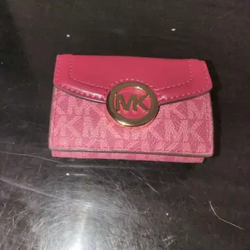 MICHAEL KORS 3단 폴더형 지갑 핑크 MK 로고