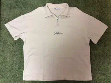 ZARA 하프 지퍼 피케 셔츠 베이지 S 사이즈