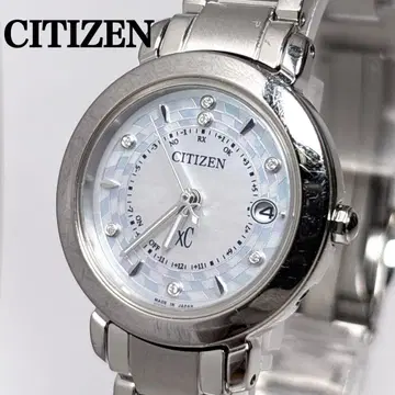 작동 CITIZEN XC 솔라 전파시계 화이트 쉘 다이얼 다이아 7P