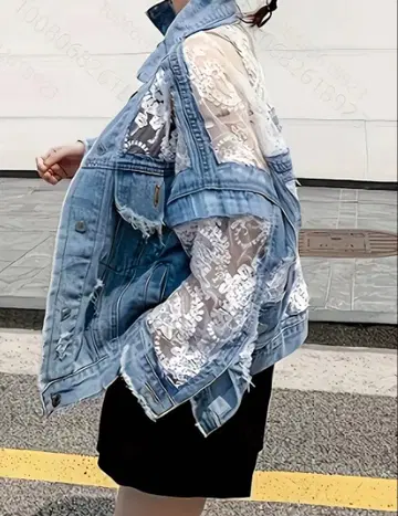 데님 레이스 오버 사이즈 자켓