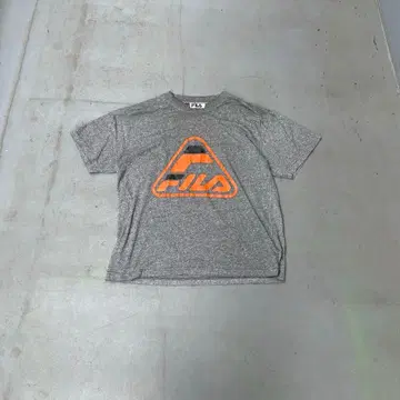 90s FILA Euro 규격 빅 로고 멜란지 그레이 반팔 t셔츠 남성용