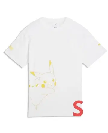 [미사용 새상품] PUMA x 포켓몬 콜라보 T셔츠 화이트 S