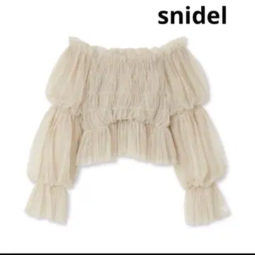 스나이델 튤 크롭 블라우스
