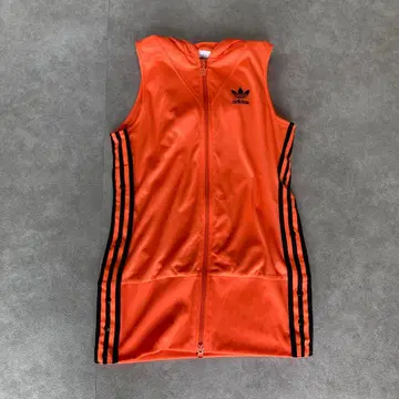adidas 오렌지 스트라이프 집업 미니 원피스 XS 사이즈