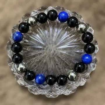 컨디션 최상 오닉스 x 라피스라줄리 x 파이라이트 팔찌