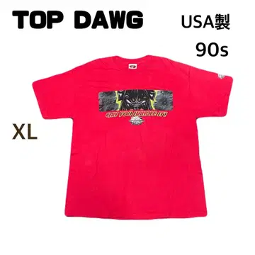 90s USA제 TOP DAWG 티셔츠 XL 레드
