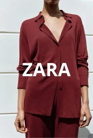 새상품 ZARA 플레인 니트 드롭 숄더 피케 셔츠