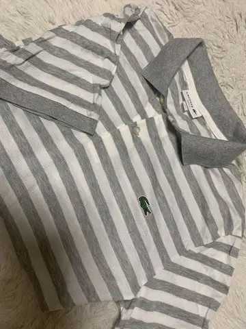 LACOSTE 슬림핏 보더 피케 셔츠