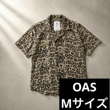 OAS 레오파드 테리 반팔 셔츠 M 면 100%