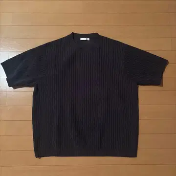 ZARA 리브 니트 반팔 상의 다크 그레이