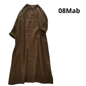 08Mab 롱 원피스 린넨 풀오버 긴팔 루즈핏 머스타드